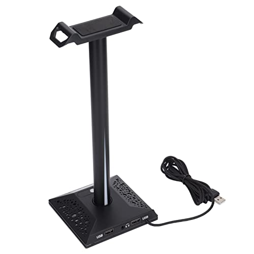 Soporte para auriculares RGB con base dual y concentrador de puertos USB y AUX 2