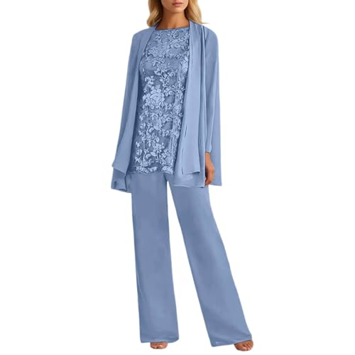 Pantalon d'ensemble pour demoiselle d'honneur fluide en dentelle et mousseline été
