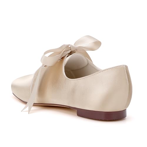 Brand Women's Satin Lace Flats w/Adjustable Bow - Comfortable Rubber Sole4