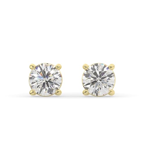 14K Solid Gold Lab Grown Moissanite Round 4-Prong Stud Earrings for Women | White & Yellow Gold | Push Back & Screw Back | Hypoallergenic | Made in USA | Gift for Her | By Adora Fine Jewelry2