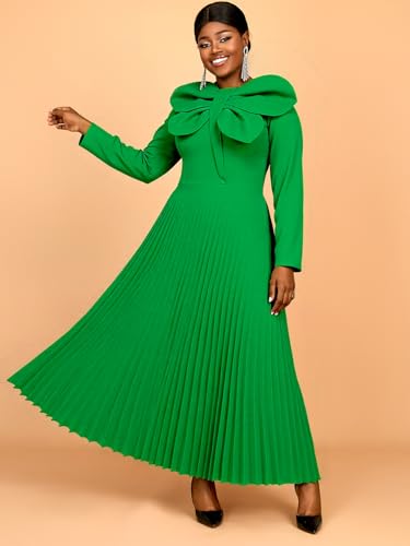 Image of AOMEI Casual Church Dresses for Women 2026 Summer Pleated Short Sleeve Round Neck Dragonfly Spring Maxi Dress