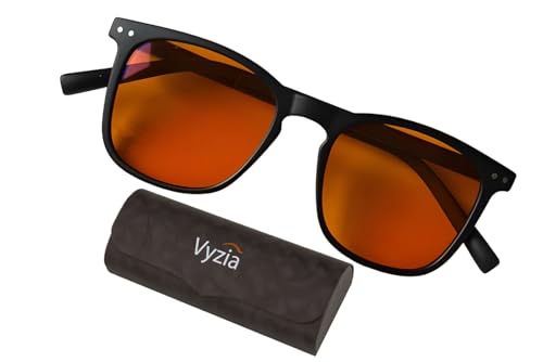 Vyzia Blue Light Blocking Glasses for Sleep – Anti-Glare Eye Comfort Eyewear for Men & Women – Relieves Eyestrain & Light Sensitivity – Great for Day & Night Use