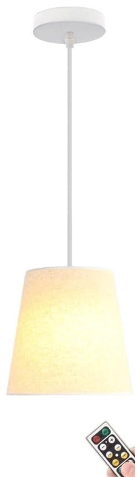 Suspension en Tissu à Piles avec Ampoule Rechargeable et Télécommande Blanches
