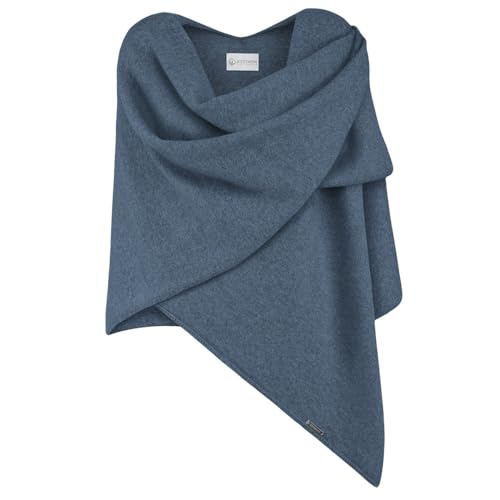 GIESSWEIN Manta de lana de cordero de lana de cordero, capa de lana de merino para mujer, XXL, Mezclilla Azul, Talla única