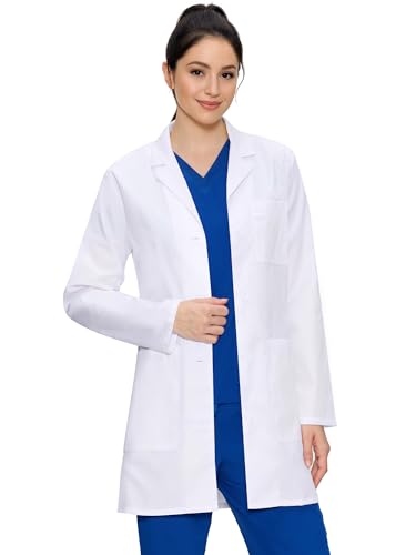 Professional Womens Lab Coat 3-Pocket Medical Lab Coat for Science Chemistry and College White M