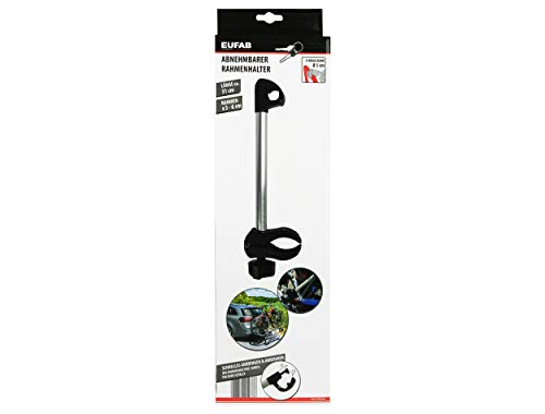 EUFAB 11238 Rahmenhalter lang, abschließbar, für U-Bügelrohr: Ø 3,0 cm, 31 cm Länge, Schwarz/Silber