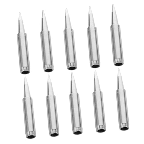 Housoutil 10pcs Copper Soldering Iron Fine Tip Soldering Tip Replacement Soldering Iron Tip Kit Silver Soldering Tips