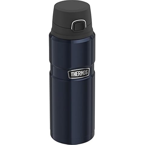 THERMOS Stainless King Vacuum-Insulated Drink Bottle, 24 Ounce, Midnight Blue Cover
