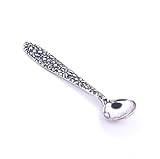 APOLEEA 925 Sterling Silver Small Salt Spoon - Premium Quality 2.7' Polished Round Bowl Mustard Spoon - Beautiful Flower Designed Handle - Gift for Culinary Enthusiasts