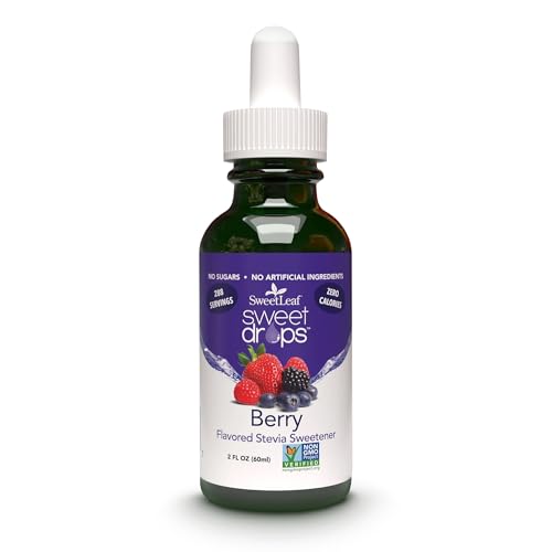 SweetLeaf Sweet Drops - Flavored Stevia Liquid Sweetener, Organic Stevia Extract, Zero Calories, Gluten Free, Keto Friendly, Non GMO, Natural Flavors, Sugar Alternative - Berry, 2 Fl Oz (Pack of 1)
