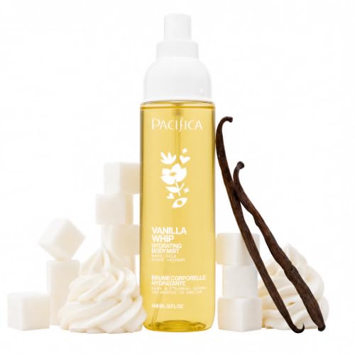 Pacifica Vanilla Whip Body Mist for Women; Sweet Gourmand Hair and Body Fragrance Spray | Warm Sugar Almond Scent Odor Neutralizing Skin Hydrating | Clean Botanical Mist | Vegan Phthalate-Free 5oz