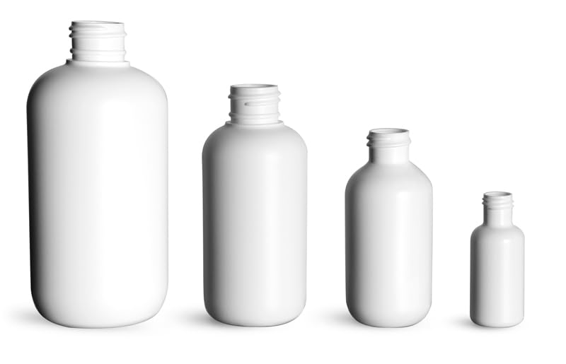 4 oz White HDPE Boston Rounds (Bulk), Caps NOT Included