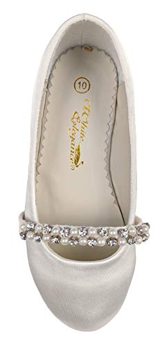 Girls Satin Ballet Flat with Rhinestone Strap4