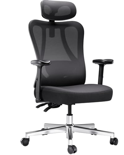 Hbada P3 Silla Ergonomica Escritorio, Silla Oficina Soporte Lumbar, Silla de Ordenador reclinable de ángulo Grande, Respaldo de Malla elástica, Negra