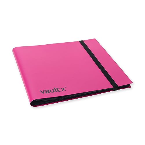 Vault X 12 Pocket Trading Card Strap Binder, 480 cards, Standard, 20 Side-Loading Pages, Folder for Collectible Card Games, Sports, TCG (Pink)