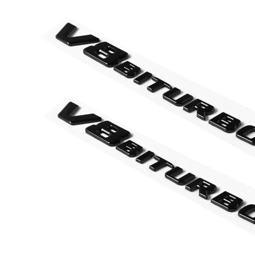 Image of 2PCS 2017+ V8 Biturbo Left & Right Side Decal Badge Sticker Emblem (Gloss Black)