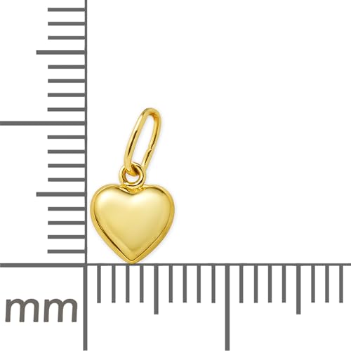 CLEVER SCHMUCK Herz Anhänger Gold 6 mm schlicht und beidseitig gewölbt poliert 925 Silber vergoldet im Etui creme