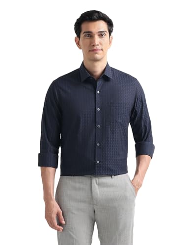 Image of Arrow Checked Slim Fit Mens Formal Shirt - Cotton, Breathable & Comfortable, Full Sleeves Shirts for Men