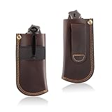Leather Knife Sheath for Belt,Pocket Knife Holder,Heavy Duty Folding Knife Sheath Belt Holder,Knife Holster EDC Knife Case Folding Pocket Knife sheaths Gift for Men. (Brown)