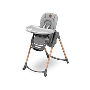 Maxi-Cosi Minla Kinderhochstuhl Mitwachsend, 0–14 Jahre, bis zu 60 kg, Hochstuhl Baby, 9 Höhenstufen, 5 Neigungspositionen, 4 Tablettpositionen, kompakt faltbar, Essential Grey