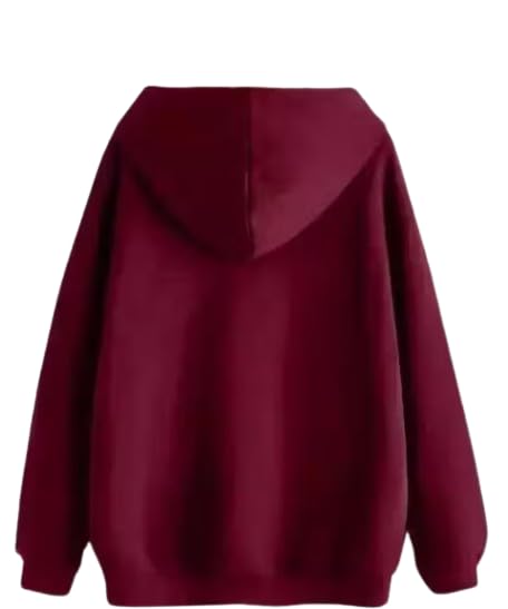 Image of Women's Hoodie Sweatshirt with Kangaroo Pockets, Maroon, Style