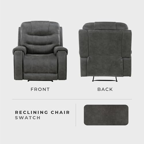 Sillón reclinable manual microfibra pulida gris oscuro miniatura 5