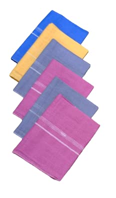100% Cotton Multi coloured Premium Collection Handkerchiefs Hanky For Men - Striped Size (Colour Light Multi 6 Pcs)-picture-27