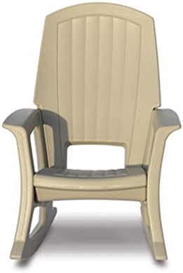 Semco Plastics Rockaway Heavy Duty Resin Outdoor Rocking Chair, Low Maintenance All-Weather Porch Rocker with Easy Assembly for Deck and Patio, 600 Pound Capacity, Tan