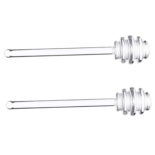 Unomor 2pcs Honey Stirrer Honey Spatula Coffee Mixer Stick Caramel Coffee Syrup Syrups for Coffee Drinks Honey Jar Dipper Syrups for Drinks Coffee Mixing Stick Glass Transparent re-usable