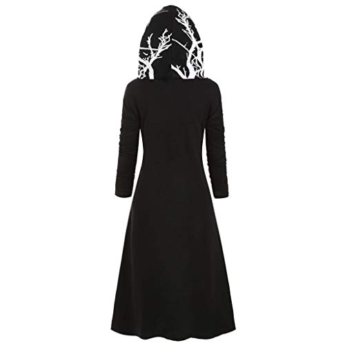 Gothic Kleidung Damen Große Größen, Steampunk Halloween Kostüm Sexy Gruselig Kapuzenkleid Hinten Lang Vorne Kurz Mantel Langarm Reißverschluss Cape Cosplay Fasching Outfit Festliche Casual Cover Up