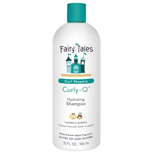 Fairy Tales Curly Q Hydrating Kids Shampoo – Paraben, Sulfate, Gluten, and Nut Free – For all Types of Curls Including Multi Cultural Hair – 32oz.