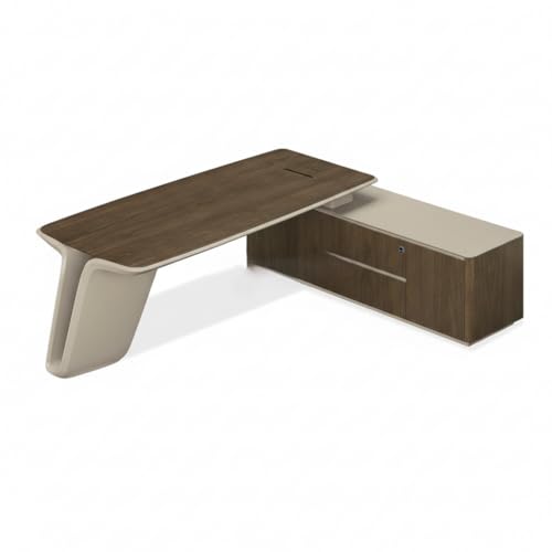 Image of Lakdi The Furniture Co Modern L Shape Director Table for Office with Luxury Executive Desk and Side Storage, Premium Wood Veneer Top & Minimal Design - LDL-718