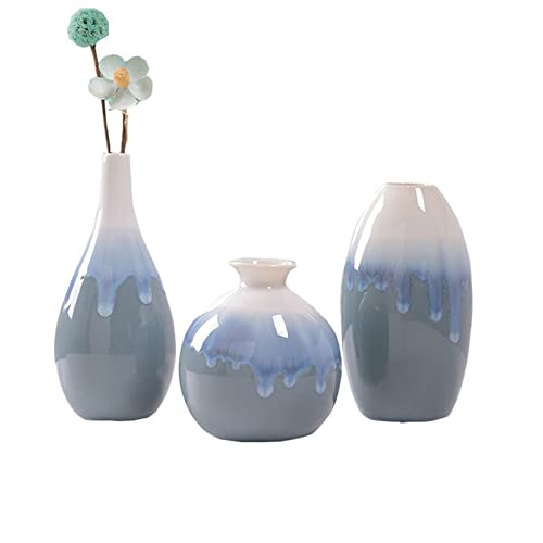 Vase céramique bleu pour fleurs sèches et compositions florales de table