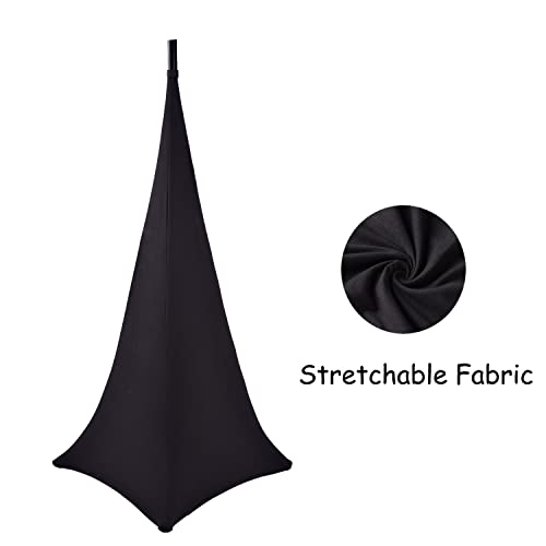 Speaker Stand Cover Tripod Stand Skirt, Dj Speaker Stand Tripod Cover Scrim 360 Degree Coverage.(Black-Two Pack) #TOP3