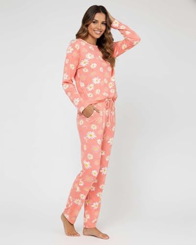 Image of Real Essentials 2 Pack: Women's Long Sleeve Pajama Sets - Soft Comfy 2 Piece PJ Set Matching Ladies Sleepwear (Plus Size)