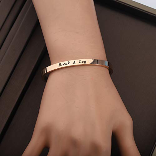 Image of CENWA Theatre Jewelry Theatre Drama Gift Break A Leg Keychain Drama Mask Bracelet Jewelry Tragedy and Comedy Jewelry(Break A Leg cuff -RG)