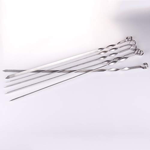 Yardwe 10 espetos de churrasco em aço inoxidável (prata) 38 cm