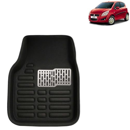 Kingsway Accessories Premium 4D Car Floor Mats Only Compatible with Maruti Suzuki Ritz Year 2009 to 2015 All Model, Set of 3 Pcs, 100% Waterproof Tray Shape PVC 4D Car Foot Mats, Black