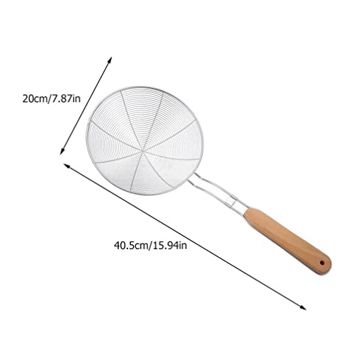 Hemoton Metal Strainer Stainless Steel Spider Strainer Skimmer Ladle Strainer Basket Kitchen Utensils Wire Strainer Pasta Strainer Spoon With Wooden Handle For Cooking Frying Mesh Strainer #TOP6