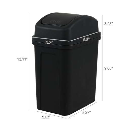 Image of Cand 4-Pack 1.8 Gallon Plastic Swing Top Trash Can, Small Garbage Can with Swing Lid, Black