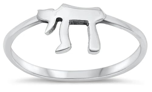 CloseoutWarehouse 925 Sterling Silver Jewish Chai Ring