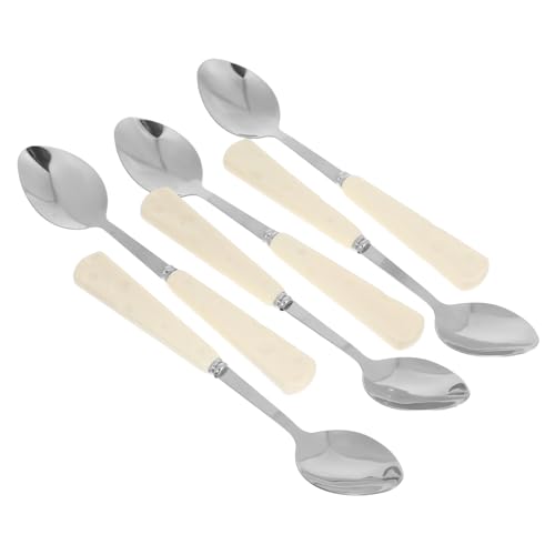 Cabilock 6Pcs Small Stainless Steel Dessert Spoons with Cheese Handle Elegant Stirring Spoons for Ice Cream Jam Cake and Espresso for Hosting and Dining Experience