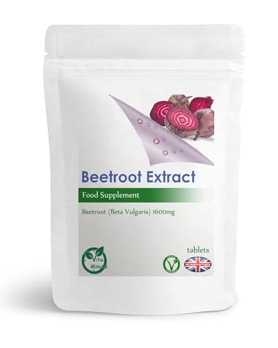 Beetroot 1600mg Extract - 100 Tablets (Vegan) Natural Blood Pressure, Digestion Support, Antioxidant Properties