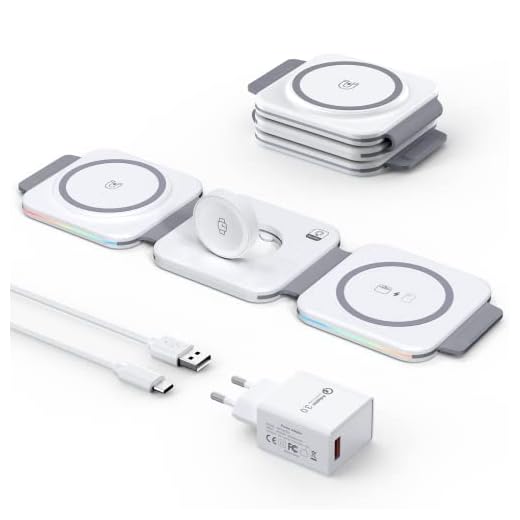 Chargeur Mag-Safe,Hohosb 3 en 1 Chargeur Induction Rapide de 15W pour Tous Les modèles de l’iPhone 13/12 Série, AirPods Pro/2/3,iWatch 7/6/SE/5/4/3/2-Blanc(Adaptateur 18W Inclus)