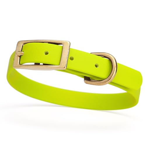 Image of Viper Biothane Heavy Duty Waterproof Dog Collar Strong Coated Nylon Webbing w /Solid Brass Hardware Odor-Proof Easy to Clean High Performance Fits Small Medium or Large Dogs, Safety Yellow