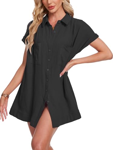 Image of Breezy Lane Beach Cover Up for Women Button Down Shirt Swimsuit Coverup Bathing Suit Cover Ups for Swimwear Vacation