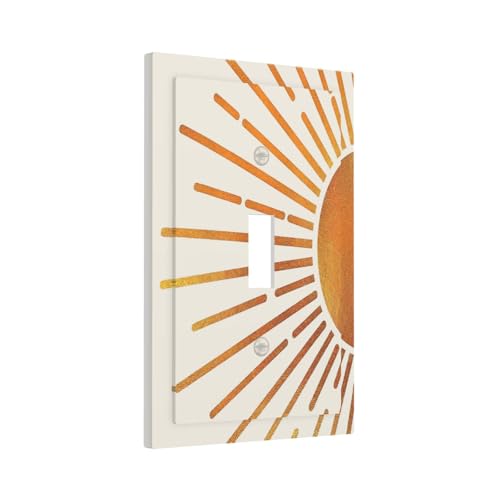 Decorative Light Switch Plate Covers Mid Century Gold Sun Boho Sunrise 1 Gang Light Switch Cover Plate Single Toggle Wall Plate Outlet Covers Wall Plate Faceplate for Bedroom Decor