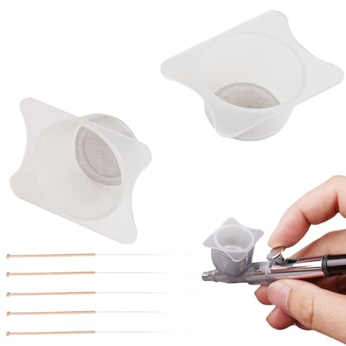 2 Stück Airbrush Filterbecher, Spezieller Farbreinigungsbecher für Airbrush-Zubehör mit 0,3-mm Airbrush Spritzpistolennadel Filterbecher Lackreinigungsbecher Modell Airbrush Werkzeuge