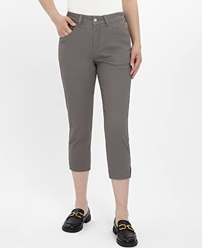 Hacikis Womens Twill Chino Capris Straight Leg Basic 5-Pocket Business Capri Pants Trousers2