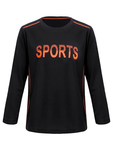 Choomomo Boys T-Shirts Long Sleeve Running Training Tee Tops Rash Guard Swim Shirt Water Sport Surf Swimsuit Black 5-6 Years